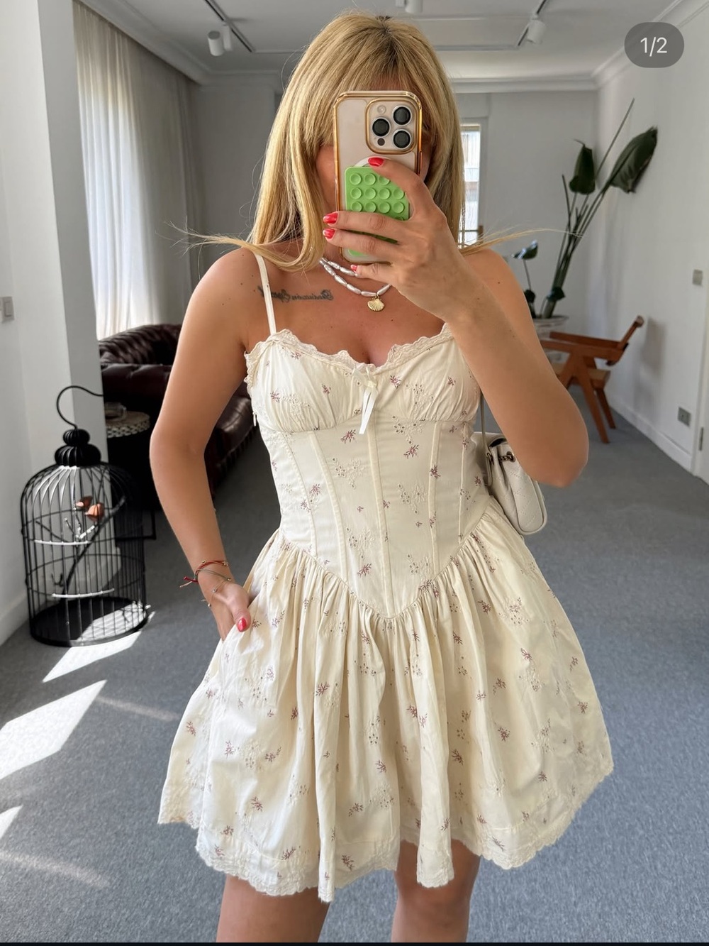 Zara Printed Poplin Corset Dress